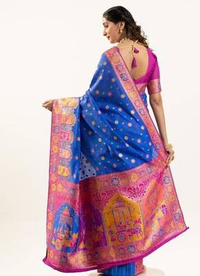 royal blue banarasi soft silk festive saree 3