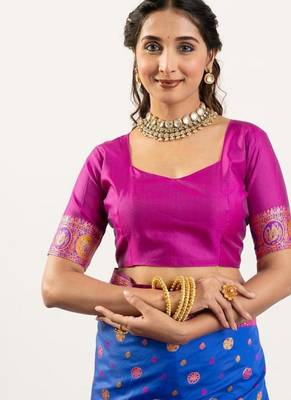 royal blue banarasi soft silk festive saree 4