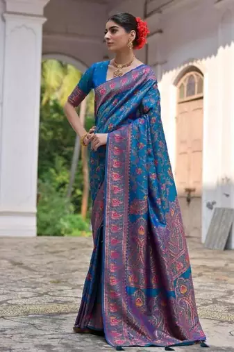 firozi pashmina silk kashmiri meena saree