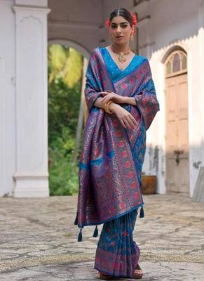 firozi pashmina silk kashmiri meena saree 3