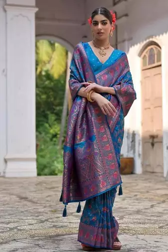 firozi pashmina silk kashmiri meena saree
