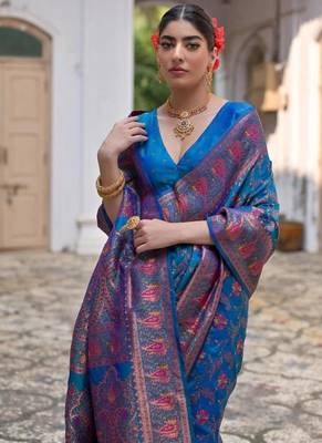 firozi pashmina silk kashmiri meena saree 4