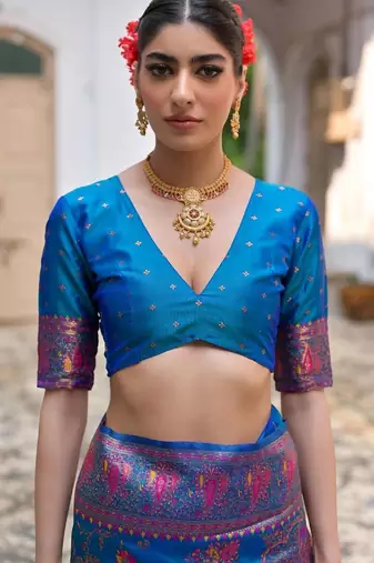 firozi pashmina silk kashmiri meena saree