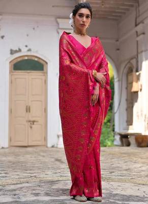 pink pashmina silk kashmiri meena saree 3