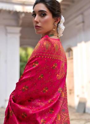 pink pashmina silk kashmiri meena saree 5