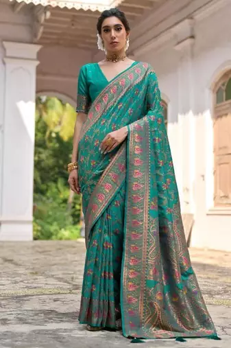 rama pashmina silk blend kashmiri meena weaving sarees