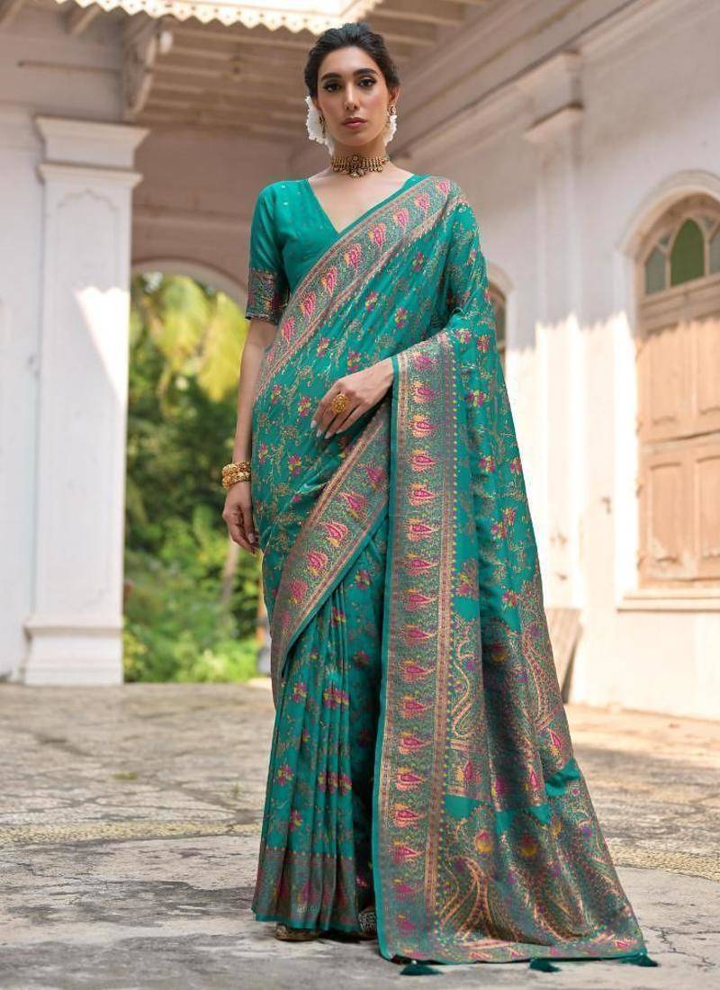 rama pashmina silk blend kashmiri meena weaving sarees