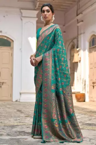 rama pashmina silk kashmiri meena woven saree