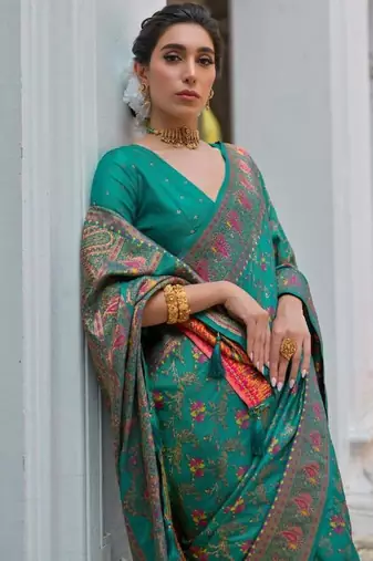 rama pashmina silk kashmiri meena woven saree