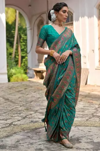 rama pashmina silk kashmiri meena woven saree