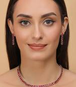 Silver Plated Hydro RedRuby Stone CZ Necklace 