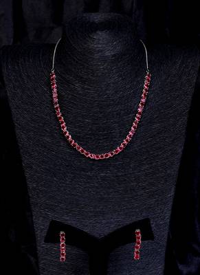 rose gold plated red cz stone necklace set for women 5