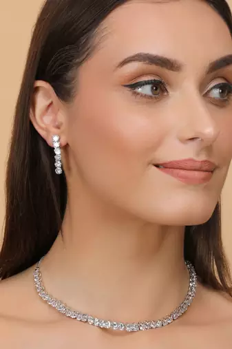 Silver Plated CZ Diamond Necklace