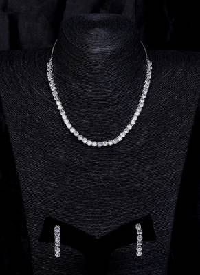 silver plated cz stone necklace set for women 5