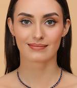 Rose Gold Plated Blue Stone CZ Necklace 