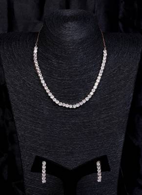 rose gold plated cz solitaire necklace set for women 5