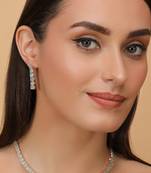 Rose Gold Plated Green Turquoise Stone CZ Necklace 
