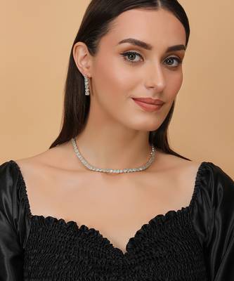 rose gold turquoise cz necklace set for women 3
