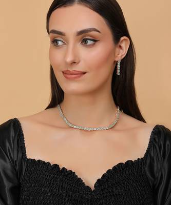 rose gold turquoise cz necklace set for women 4