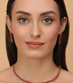 Rose Gold Plated Hydro RedRuby Stone CZ Necklace