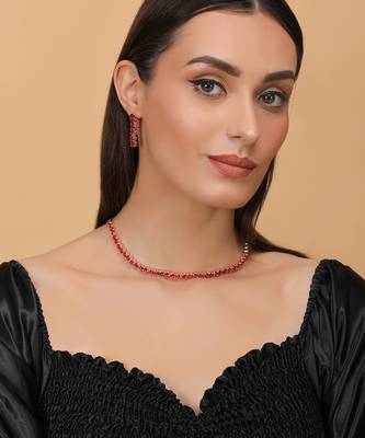 rose gold hydro ruby cz necklace set for women 3