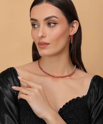 rose gold hydro ruby cz necklace set for women 4