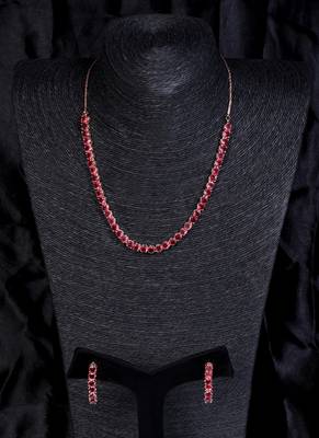 rose gold hydro ruby cz necklace set for women 5