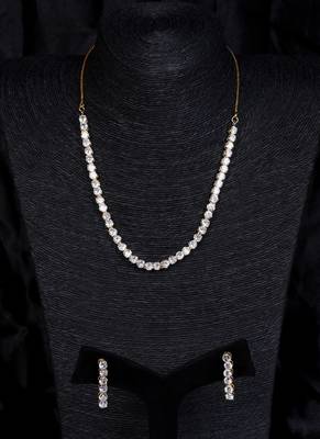gold plated cz diamond solitaire necklace set for women 5