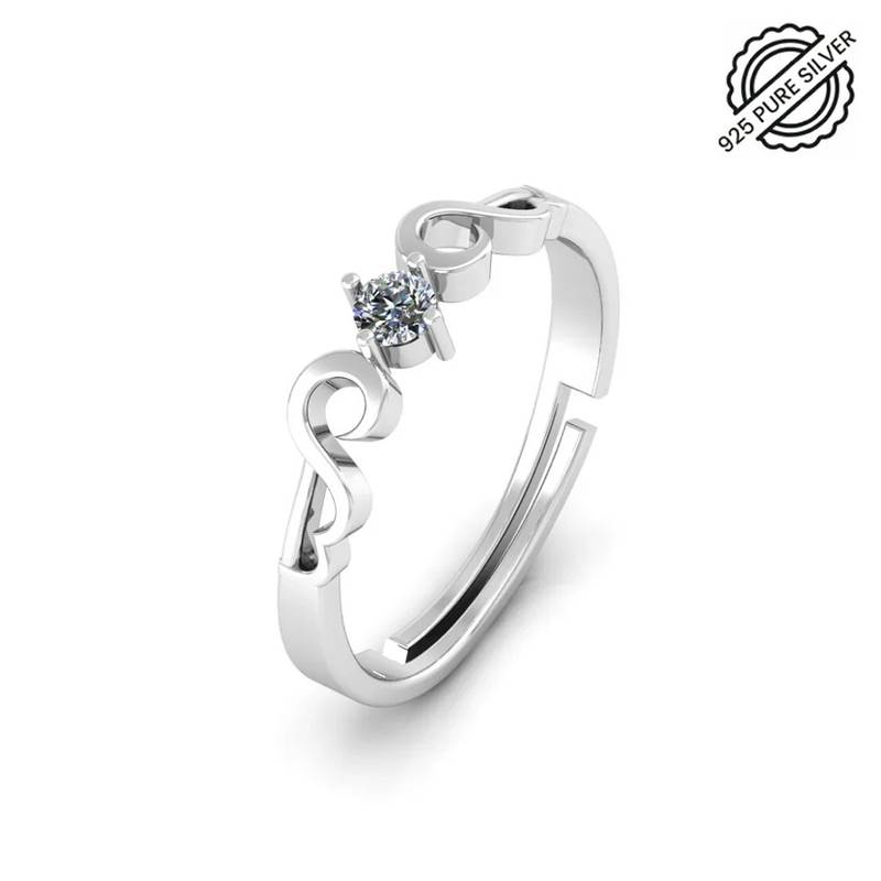 Pure 925 silver solitaire island ring for women