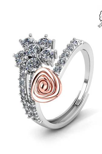 Pure 925 silver moissanite everyday rose ring for women