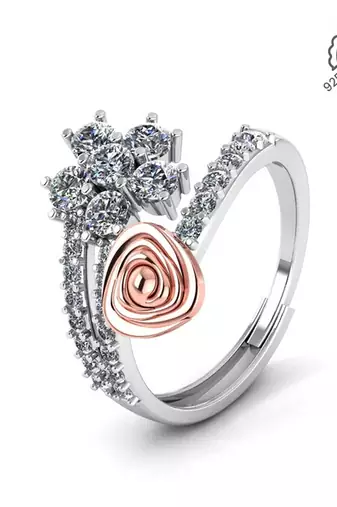 Pure 925 silver moissanite everyday rose ring for women