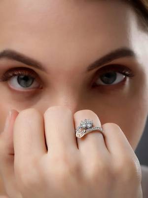 925 sterling silver dual tone floral heart adjustable ring for women 5