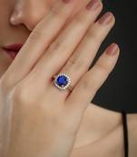 Pure 925 silver sapphire engagement ring for women