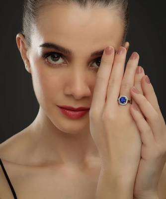 silver 925 sapphire stone halo ring for women 2