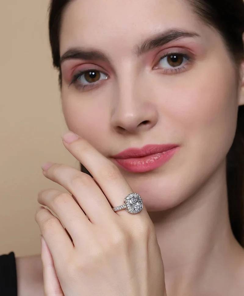 Pure 925 silver oval solitaire ring for women