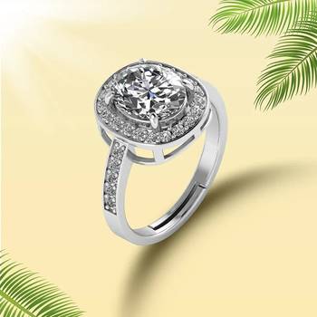 silver 925 oval halo solitaire ring for women 5