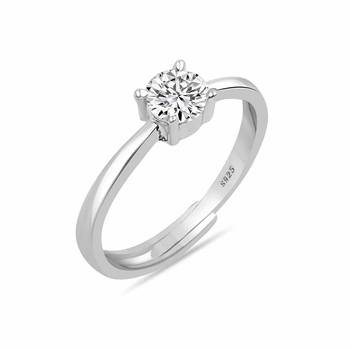 silver 925 solitaire adjustable ring for women 1