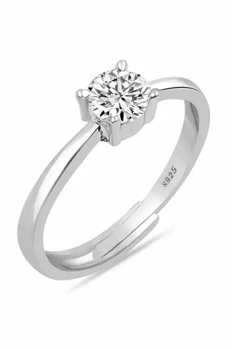 Pure 925 silver everyday solitaire ring for women