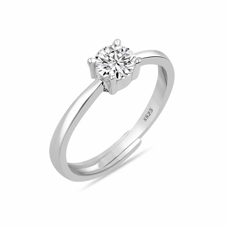 Pure 925 silver everyday solitaire ring for women