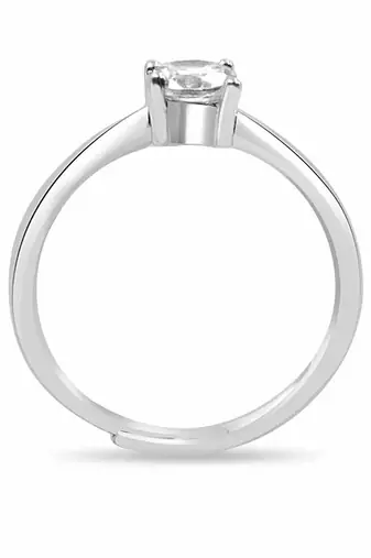 silver 925 solitaire adjustable ring for women