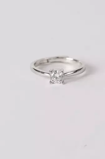 silver 925 solitaire adjustable ring for women