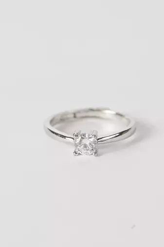 silver 925 solitaire adjustable ring for women