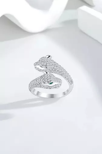 silver 925 serpent twist adjustable ring for women