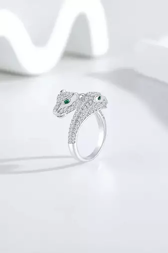 silver 925 serpent twist adjustable ring for women