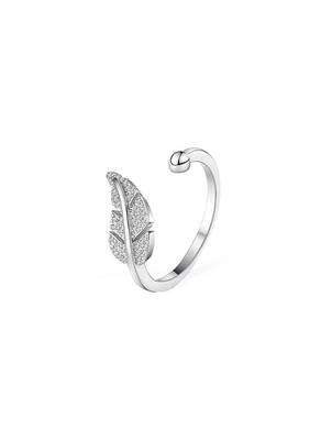 silver 925 feather design adjustable ring for women 1