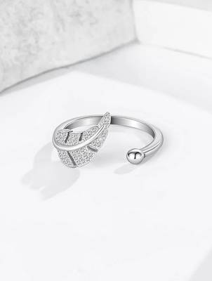 silver 925 feather design adjustable ring for women 3
