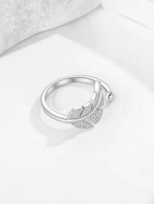 silver 925 feather design adjustable ring for women 4