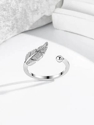 silver 925 feather design adjustable ring for women 5