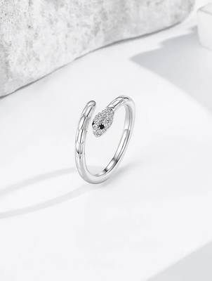 Pure 925 silver mystic serpent open ring for women 2