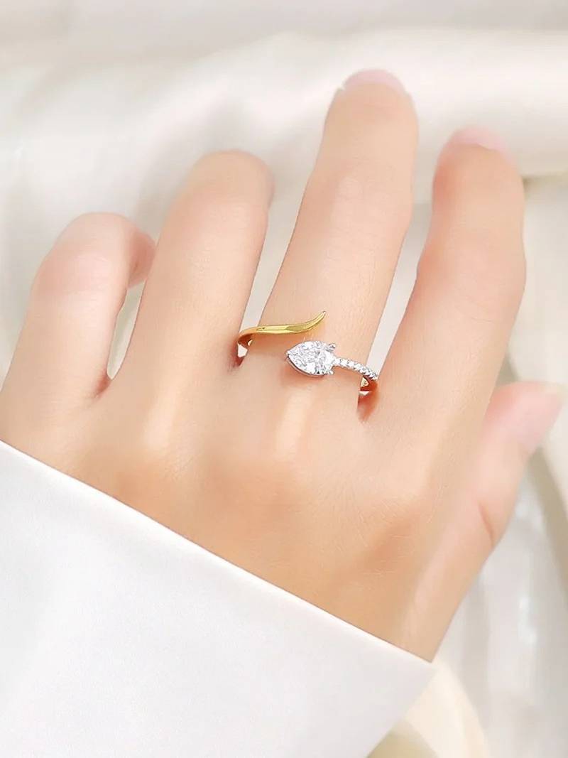 Pure 925 silver golden snake ring for women